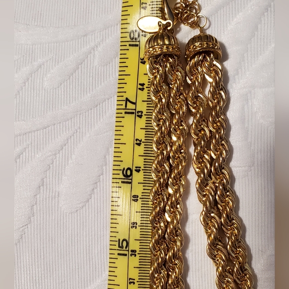 Goldtone Traci Lynn large rope chain dangle necklace statement - Picture 6 of 6